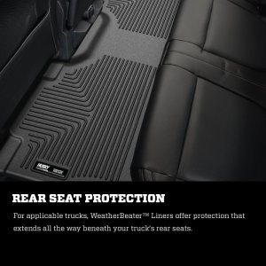 Ford F-450 Super Duty Floor Liners - Front + Rear - Husky Liners - WeatherBeater Combo - Tan - `11-`12